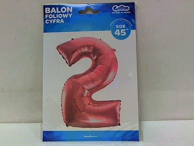 GoDan Baliono folijos skaitmuo "2" ryškių rožių 92cm