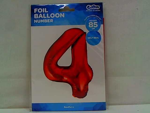 GoDan folijos balionas numeris 4 raudonas, 85 cm