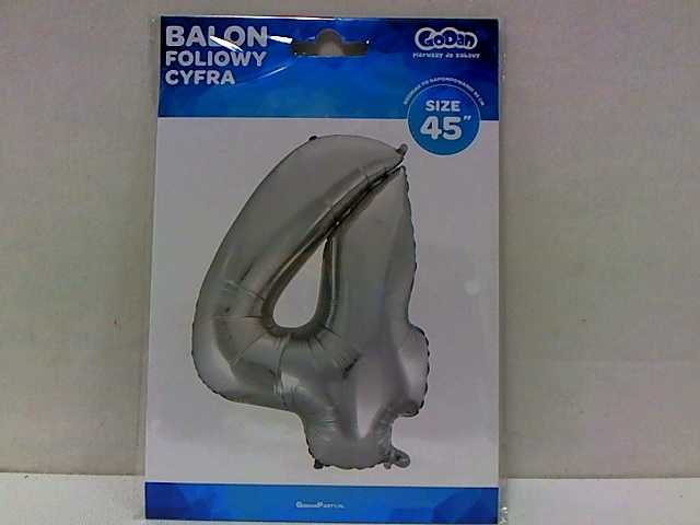 GoDan BALON foliowy Cyfra 4 sebrna 85 cm