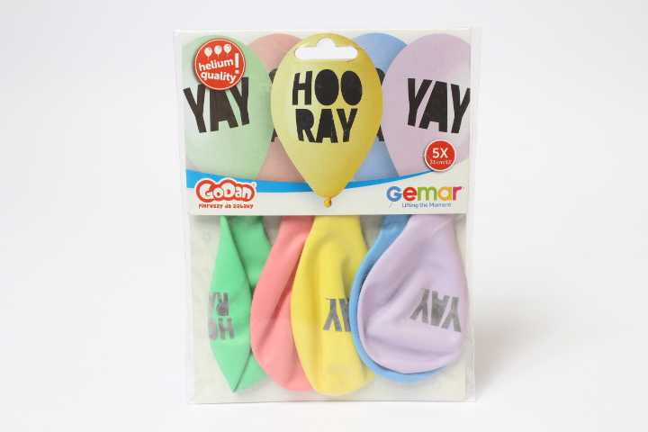 GoDan Gemar Premium Helium Hooray balionai, 13 colių/ 5 vnt.