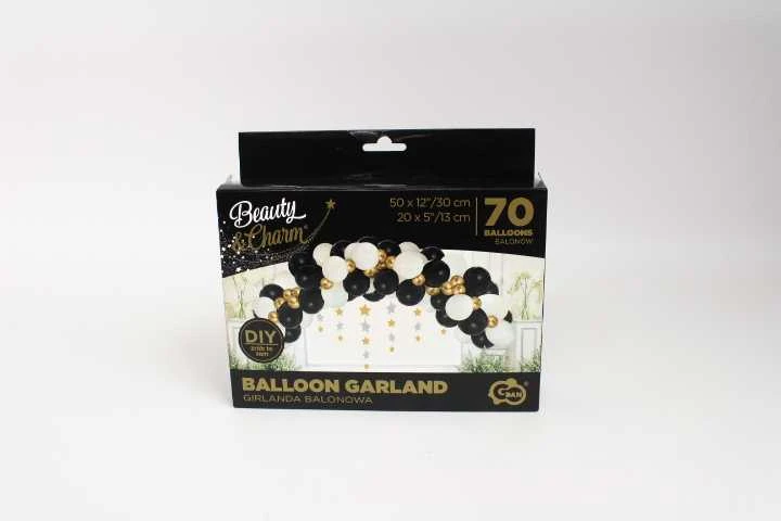 Balionų girliandos rinkinys 70 vnt. juoda pakuotė
