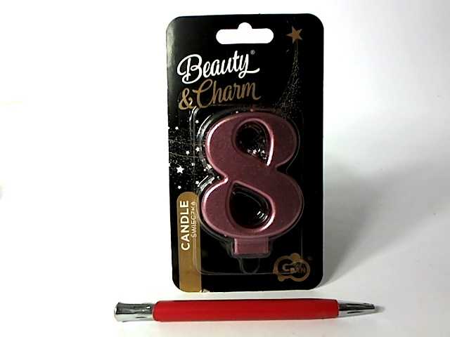 GoDan Świeczka urodzinowa "8" rožinė-auksinė 8cm