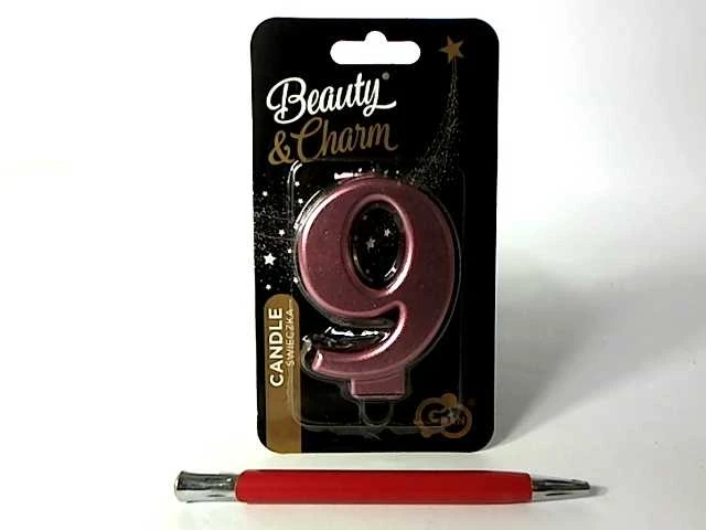 GoDan gimtadienio žvakė "9" rožinio aukso 8cm