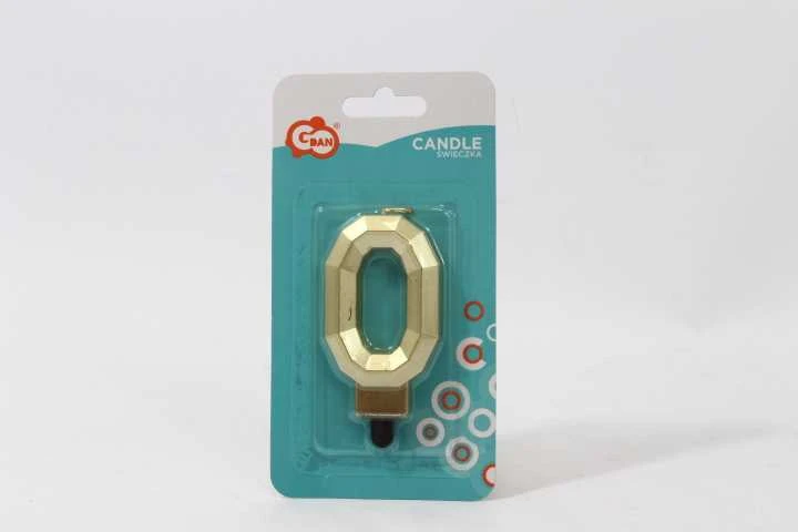 GoDan žvakė numeris 0 - deimantas, metalinė auksinė, 7,6 cm