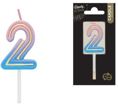 GoDan Žvakutė gimtadienio B&C neon "2"