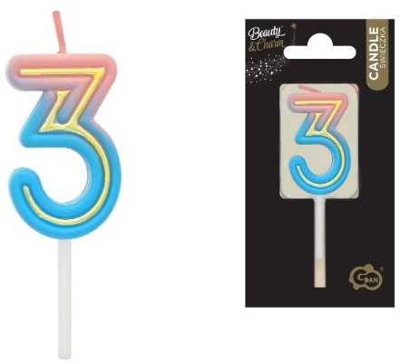 GoDan Žvakutė gimtadienio B&C neon "3"
