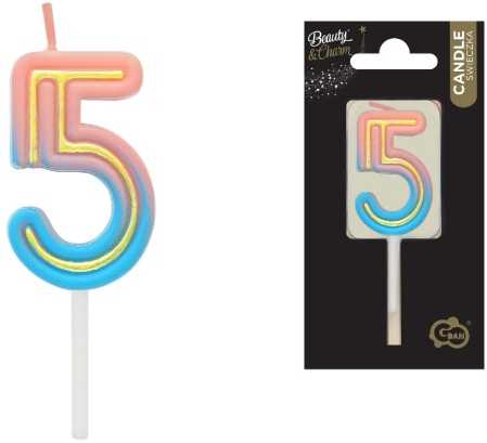 GoDan Žvakutė gimtadienio B&C neon "5"