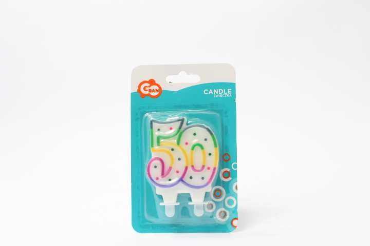 GoDan skaičių žvakė „50“ su taškeliais (8 cm)