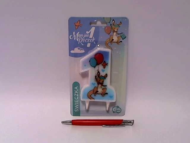 GoDan Skaičius 1 žvakė su mėlyna kengūra - 10 cm - 1 pc. universalus