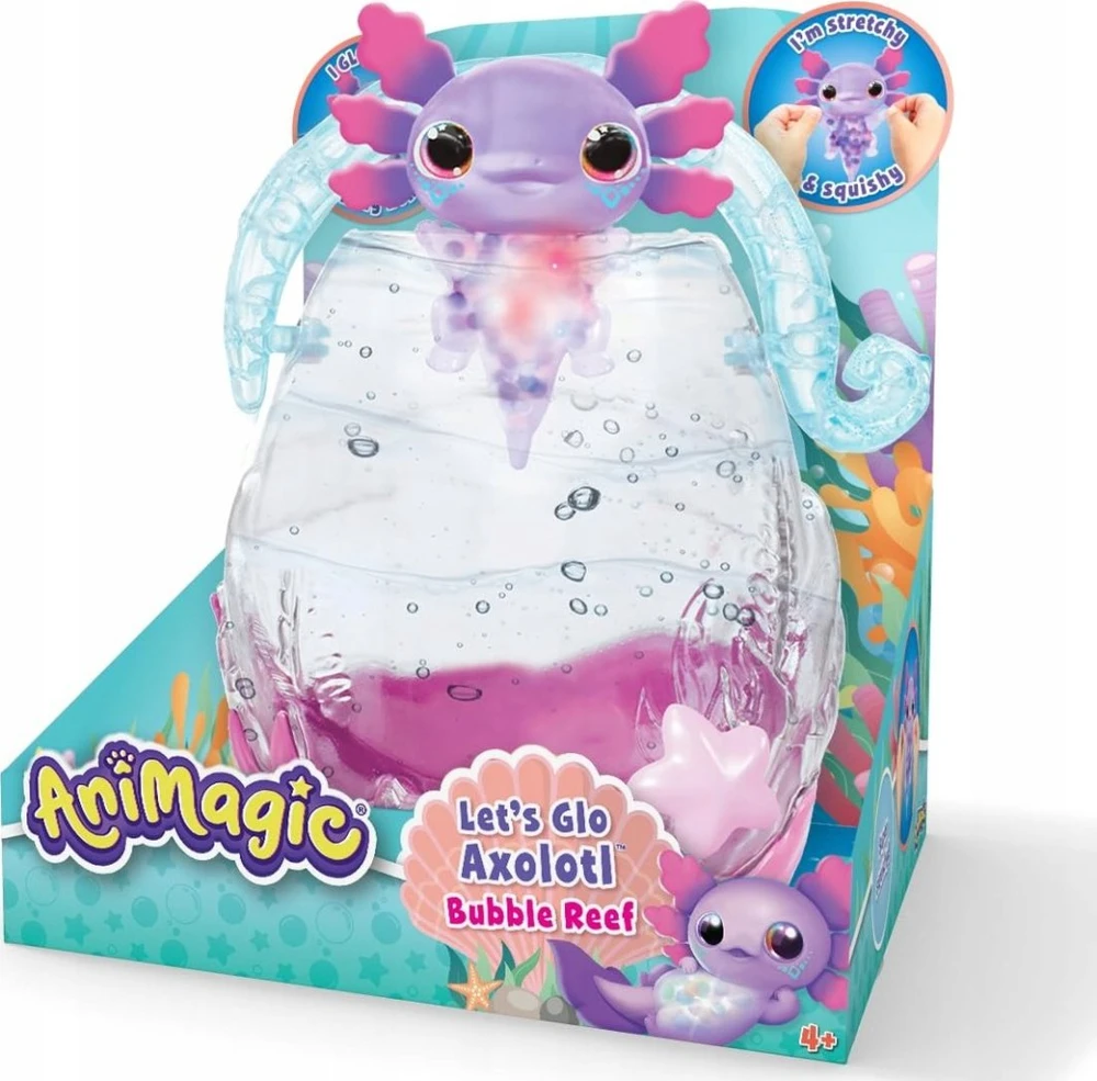 Aksolotlio figūrėlė su akvariumu Goliath Animagic Let's Glo Axolotl