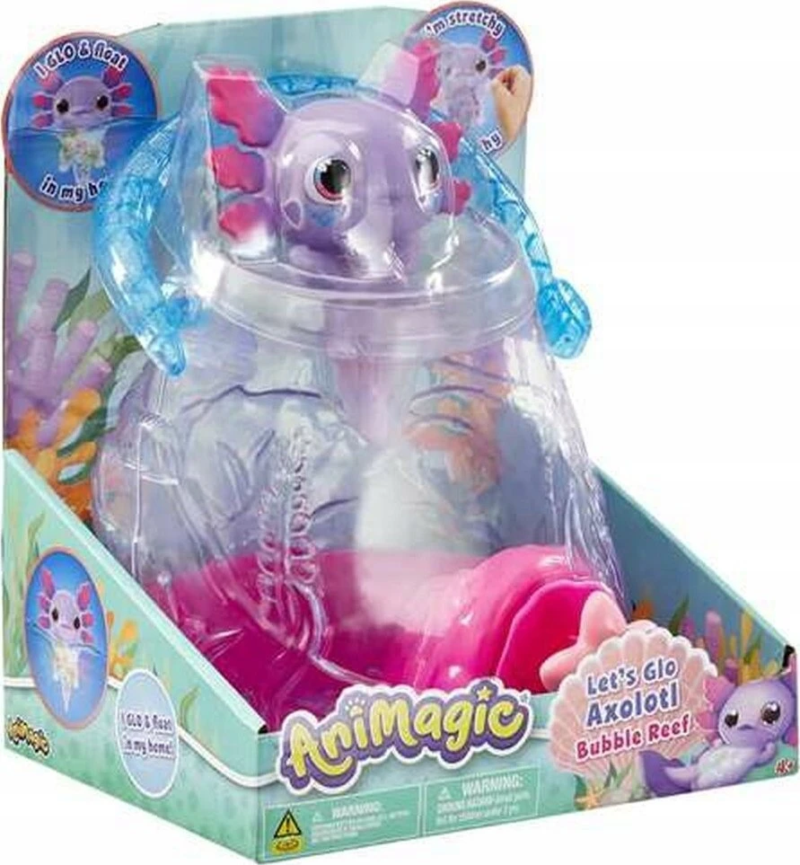Aksolotlio figūrėlė su akvariumu Goliath Animagic Let's Glo Axolotl