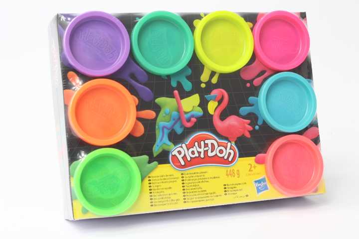 PLAY-DOH HASBRO CASTRY CAY 8 SPALVŲ NEONINĖS SPALVOS KONDINĖS DOVANA