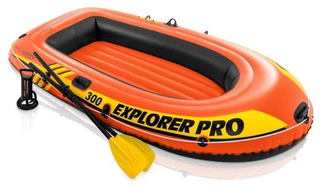 Oars Intex Explorer Pro 300 komplektas pripučiama valtis su irklais ir siurbliu Raudona/Geltona