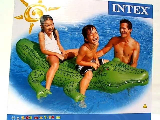 Intex Giant Gator Ride-On pripučiamas vežimėlis, 203x114 cm