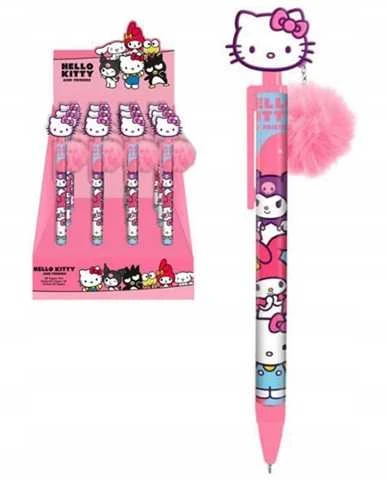 Hello Kitty rašiklis su rožiniu pūkuotu pakabuku