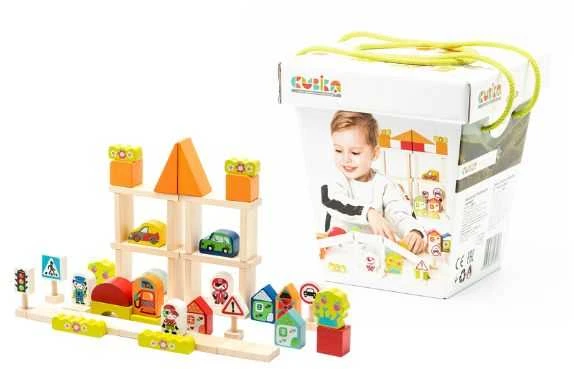 Tomy Medinių kaladėlių rinkinys Cubika Miestas