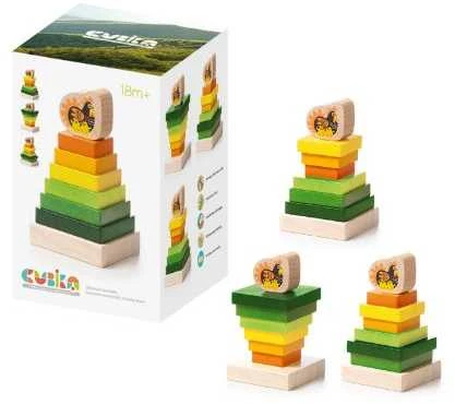 Cubika medinių kaladėlių piramidė "Viščiukai"