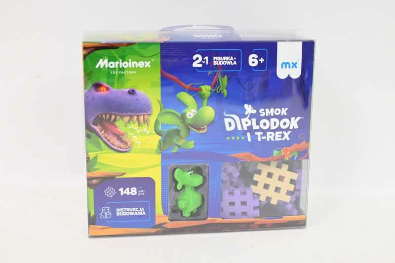 Marioinex Diplodocus ir T-Rex Mini vaflinės kaladėlės 148vnt + figūrėlė ZA5501