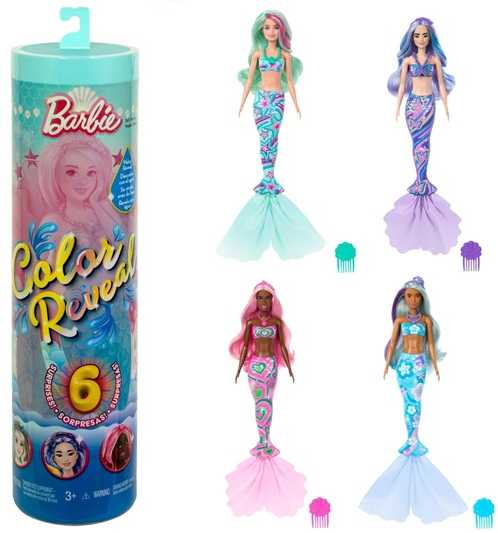 Mattel BARBIE COLOR REVEAL undinės siurprizų rinkinys, giliųjų vandenų serija (HRK12)
