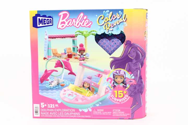 Mega Bloks Mattel 121 dalių MEGA Barbie spalvų atskleidimo blokeliai Nuotykių su delfinais už5425