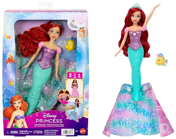 Mattel DISNEY PRINCESS lėlė Arielė su transformacijos funkcija (JLK19)