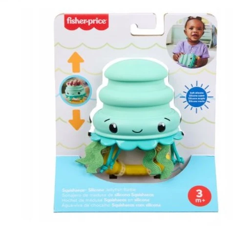 Mattel Zabawka sensoryczna grzechotka kūdikiams Meduza su silikonową sprężynką