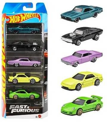 Mattel Hot Wheels Greiti ir įsiutę transporto priemonių rinkinys, 5 metaliniai automobiliai