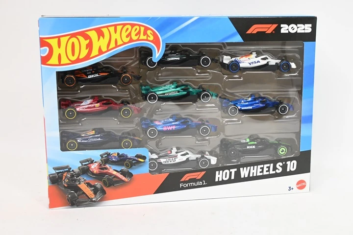 Mattel Hot Wheels F-1 lenktynės 1:64 10 dalių pakuotė