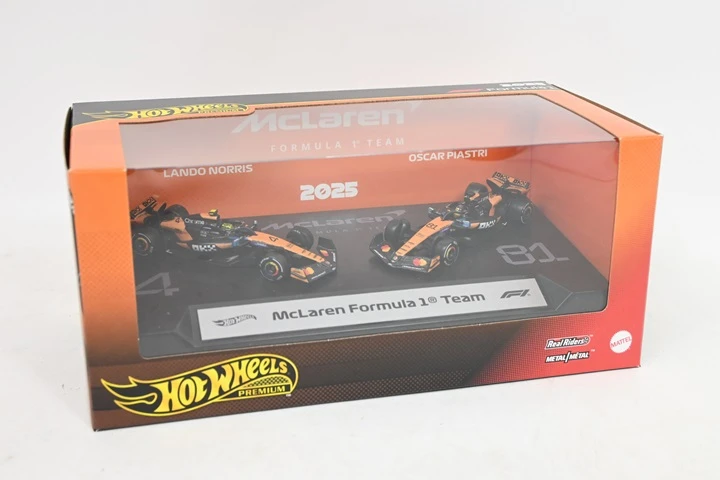 Mattel HOT WHEELS PREMIUM F1 dviejų McLaren Lando Norris ir Oscar Piastri bolidų rinkinys (JMM91)