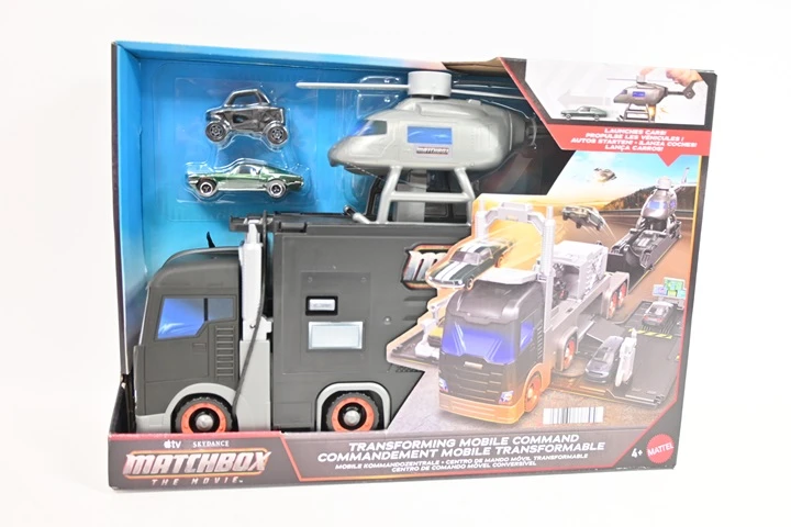 Mattel „Matchbox The Movie“ transformuojanti mobili komandinė bazė Sunkvežimis + sraigtasparnis + 2 transporto priemonės