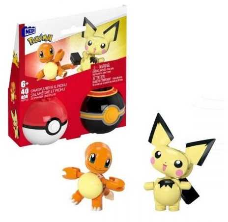MEGA Pokemon Charmander ir Pichu HXP13 CONSTRUX statybiniai blokeliai