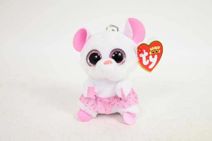 Breloczek TY Beanie Boos Nina - Balta ballerina pelė 8,5cm