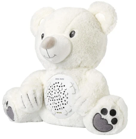 Zabawka MILLY MALLY Milly Bear baltas pliušinis žaislas su projektoriumi