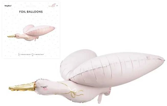 Party Deco Folinis balionas "Gandras" 103&60cm rausvas