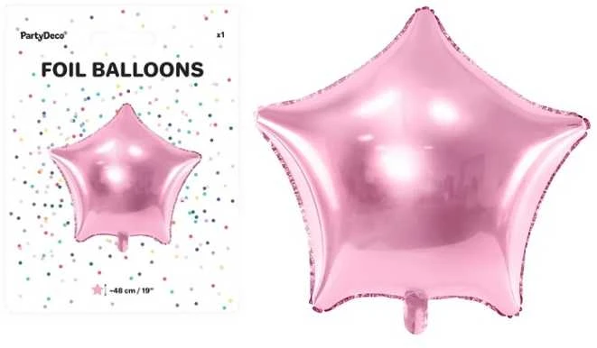Party Deco Folinis balionas "Žvaigždė" 48cm rožinis