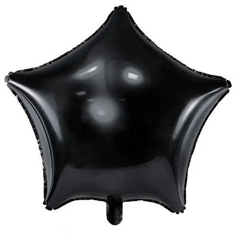 Party Deco PartyDeco Folinis balionas Žvaigždė, juoda 48 cm
