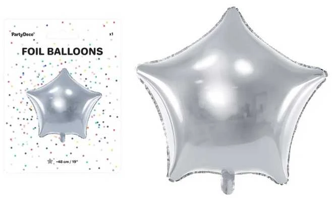 Party Deco Folinis balionas "Žvaigždė" 48cm sidabrinis