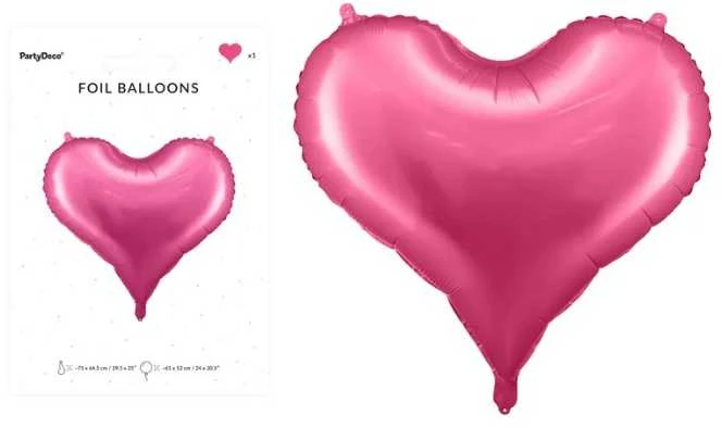 PartyDeco Folinis balionas Širdutė 75x64,5 cm, rožinė