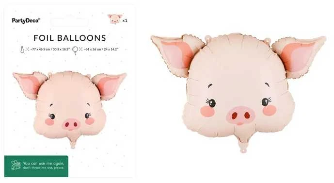 Šviesiai rožinis folinis balionas paršiukas