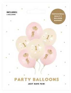 Party Deco PartyDeco balionai 30 pelių su skaičiais 1 šviesiai rožinis A6 44289