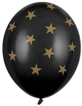 PartyDeco Juodi balionai su žvaigždutėmis 6 vnt