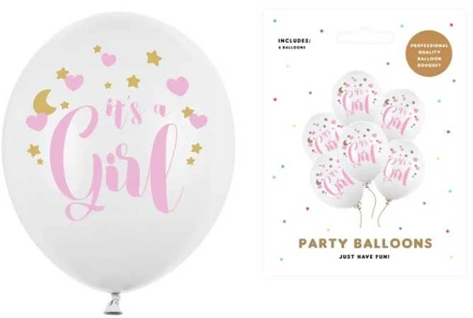 Party Deco Balionų rinkinys "Its girl" 30cm 6 vnt