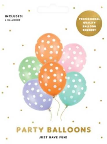 PartyDeco Balionai "Taškeliai" (6vnt)