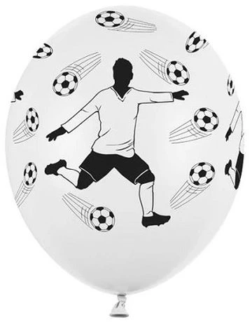 PartyDeco Party Deco Šventiniai balionai, Futbolininkas ir kamuoliukai, balti, 30 cm, 50 vnt. universalus