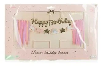 PartyDeco Girlianda Happy Birthday Vienaragiai, 230x17.5 cm
