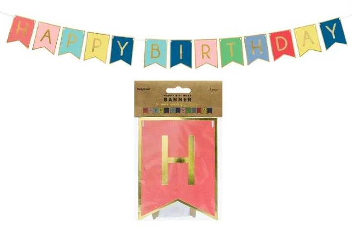 PartyDeco Girlianda marga Su gimtadieniu, 15x175