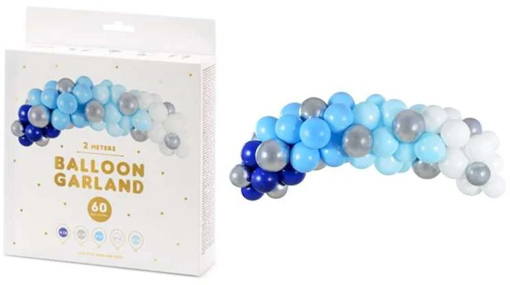 PartyDeco Mėlyna Balionų girlianda "Mėlyna" (60vnt, 200cm)