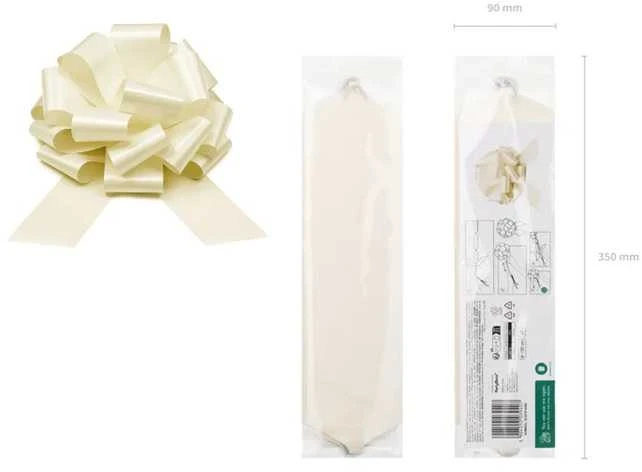 Party Deco Dekoratyvinis kaspinas 30cm 1 vnt kreminis