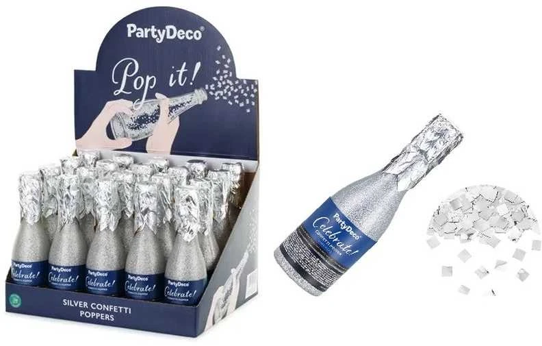 PartyDeco Konfeti vamzdelis šampano spalvos sidabrinis 20,5 cm 85916