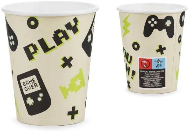 Party Deco Vienkartiniai puodeliai "Game" 220ml 6 vnt